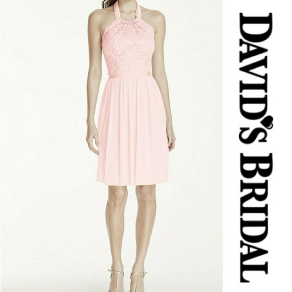 NWT David’s Bridal short halter lace mesh dress
